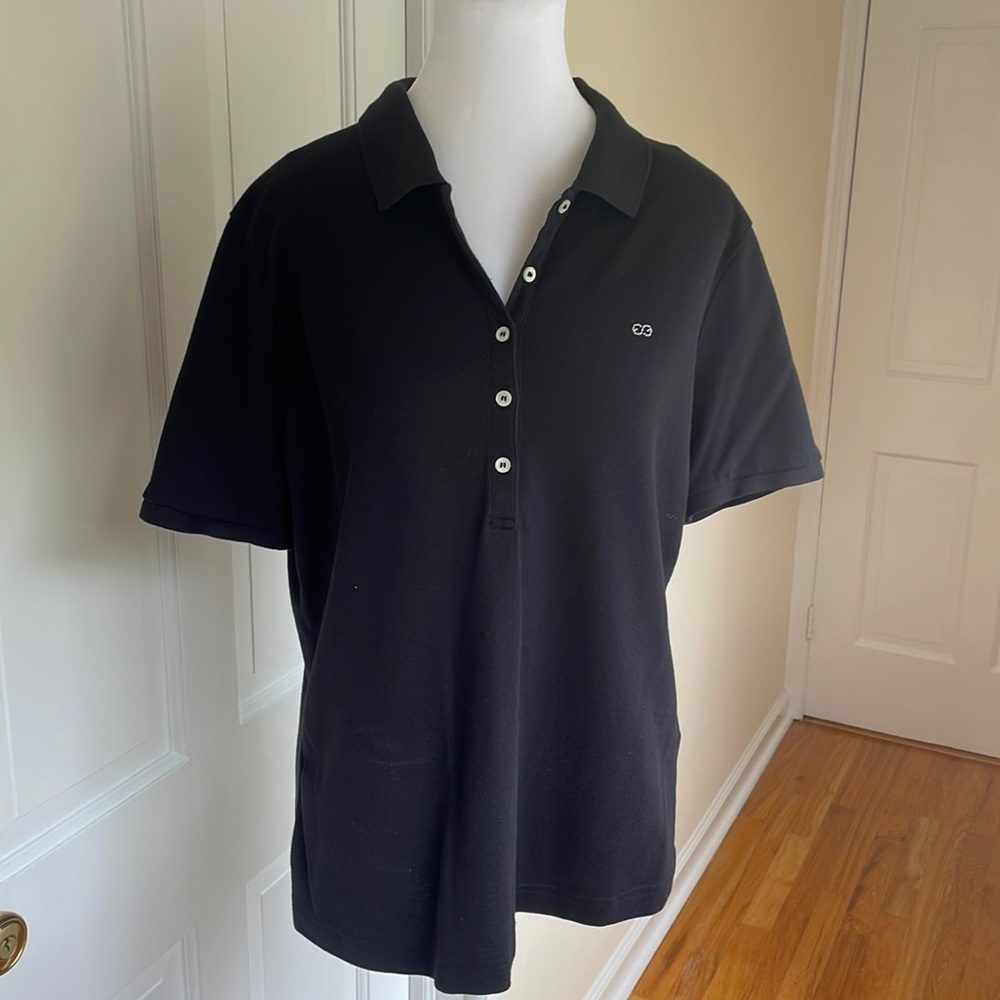 Escada black short sleeve golf shirt size L Woman European